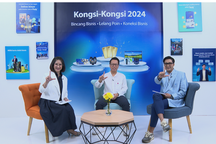 Bank Mandiri tampak mengadakan bincang bisnis tentang program Kongsi-Kongsi 2024. 