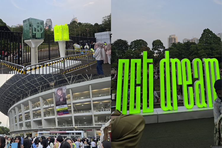 Suasana sekitar Stadium Gelora Bung Karno sebelum konser NCT Dream dimulai