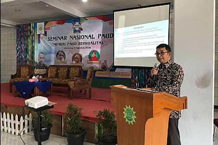 Dirjen PAUD dan Dikmas Harris Iskandar dalam seminar nasional PAUD bertema ?Menuju PAUD Berkualitas?, Kabupaten Bandung (6/8/2018)