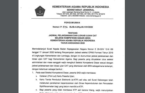 Simak Berikut Jadwal Dan Lokasi Tes Skd Cpns 2019 Di Kemenag