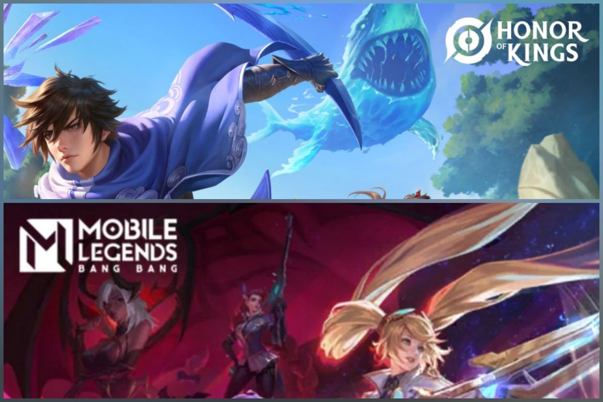 Ilustrasi Honor of Kings (atas) dan Mobile Legends (bawah).