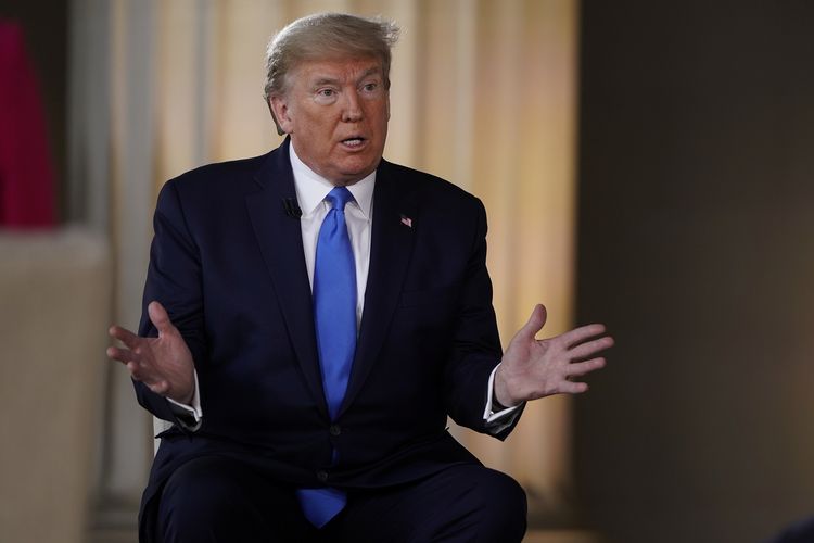 Presiden Amerika Serikat (AS) Donald Trump saat kampanye pemilu di Lincoln Memorial, Washington DC, yang disiarkan langsung oleh Fox News pada Minggu (3/5/2020).