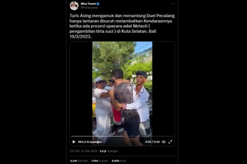Viral, Video Turis Asing Mengamuk Tantang Pecalang di Bali usai Upacara Melasti 