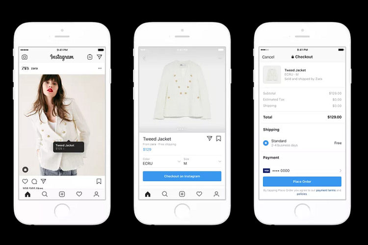 Fitur checkout Instagram yang memungkinkan pengguna melakukan pembayaran di dalam aplikasi