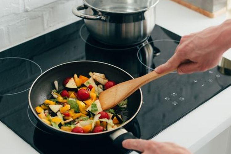 Ilustrasi kompor induksi, Ilustrasi wajan antilengket.