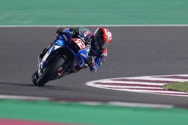 Pebalap Suzuki, Alex Rins, mencatatkan waktu tercepat 1 menit 53,432 detik pada sesi FP2 MotoGP Qatar 2022 yang berlangsung di Sirkuit Lusail, Jumat (4/3/2022) malam WIB.