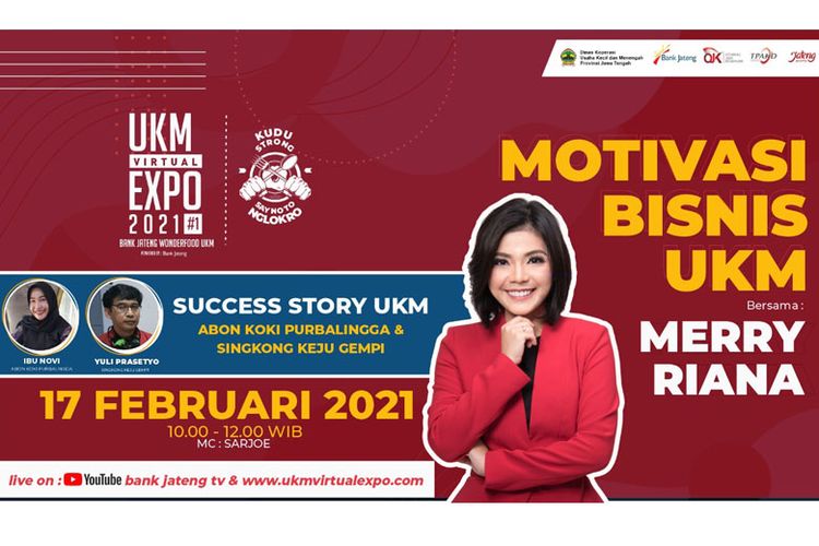 Merry Riana menjadi salah satu pembicara di UKM Virtual Expo 2021. 