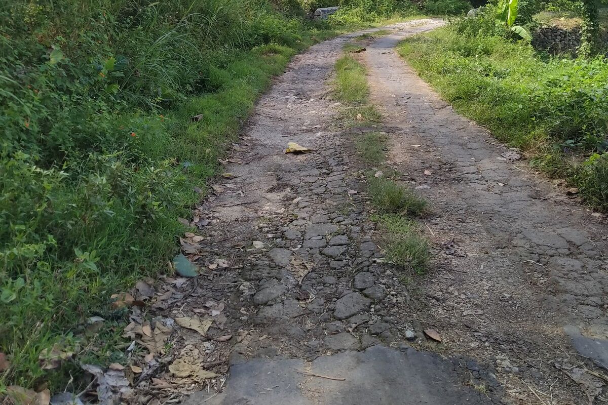 Jalan masuk wilayah Bantul akses jalan warga Girijati, Gunungkidul.