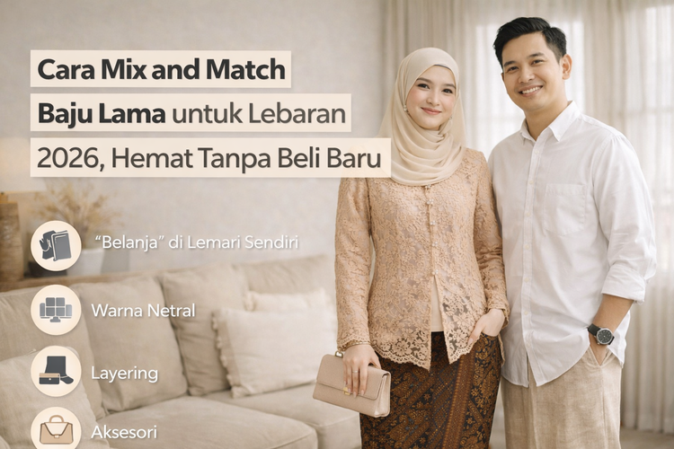 Tak perlu beli baru, ini cara mix and match baju lama untuk Lebaran 2026 biar tetap stylish, hemat, dan terlihat seperti outfit baru.

