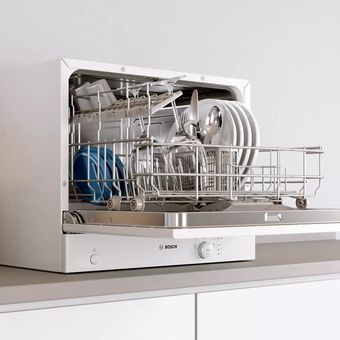 Ilustrasi mesin pencuci piring atau dishwasher table top dari Bosch 