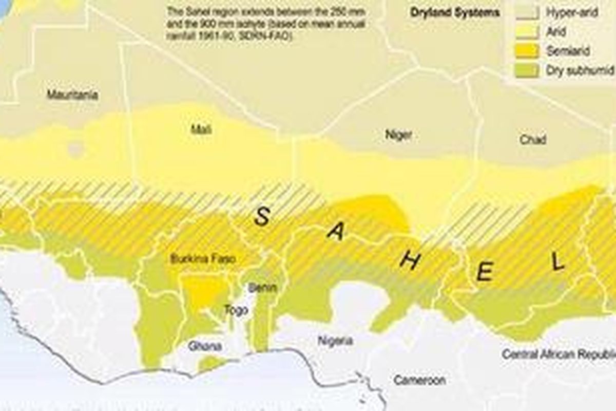 Peta kawasan Sahel, Afrika