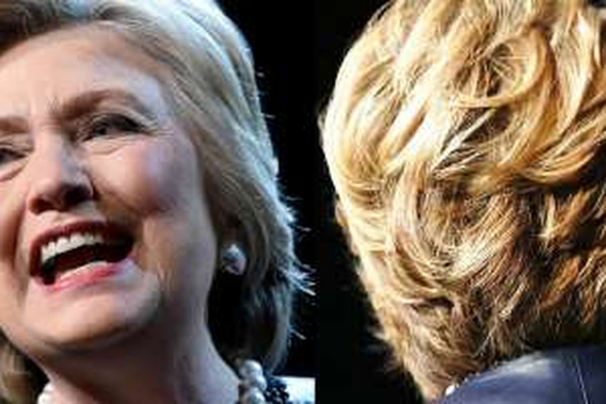 Gaya penataan rambut Hillary Clinton setelah membayarkan Rp 8 Juta di sebuah salon mewah di New York. 