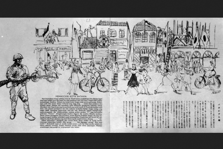 Ilustrasi dimulainya pendudukan Jepang di Indonesia.