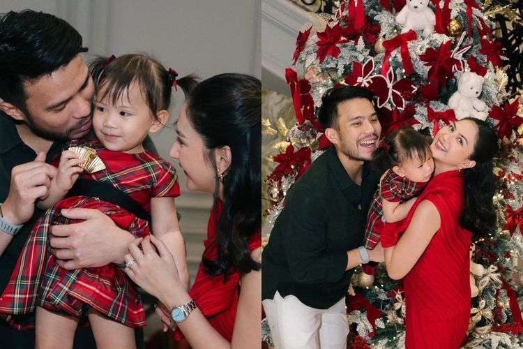 Outfit Jessica Mila sekeluarga saat merayakan Natal 2025.