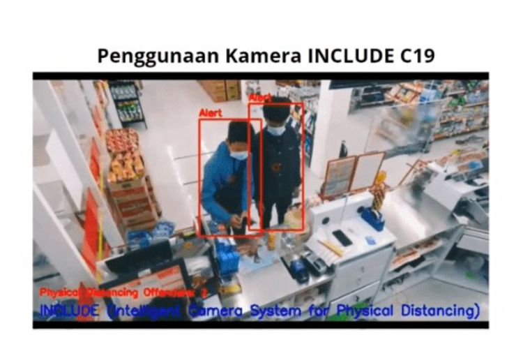 Tampilan Camera System for Health Protocol Detection Covid-19 (INCLUDE C-19) saat di uji coba. 