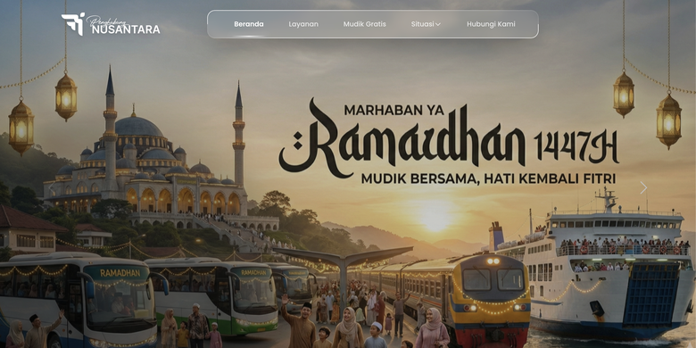 Tangkapan layar laman resmi mudik gratis Kemenhub 2026, mudik gratis Kementerian Perhubungan 2026.