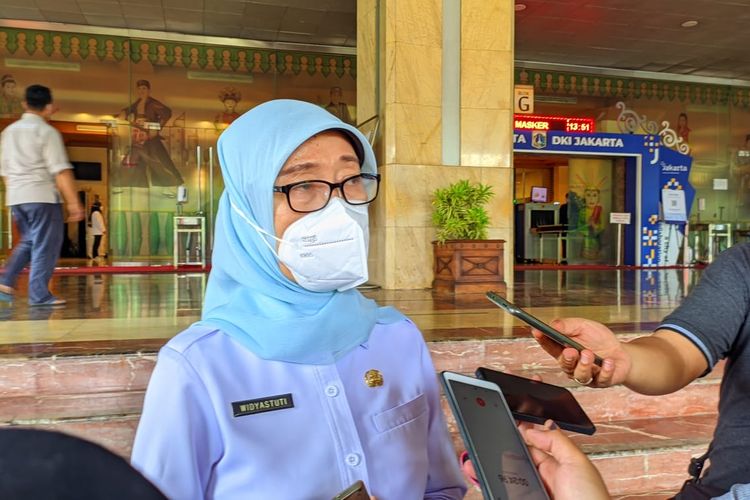 Kepala Dinas Kesehatan DKI Jakarta Widyastuti saat ditemui di Balai Kota DKI Jakarta, Rabu (12/1/2022)