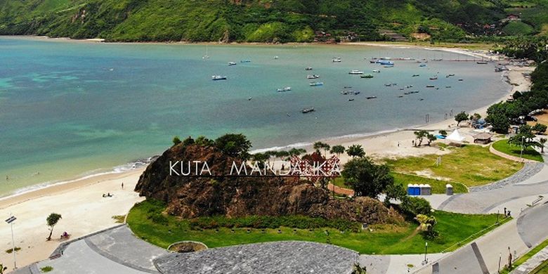 Mandalika Kuta Beach, one of the tourist destinations in Lombok Tengah regency in Indonesia's West Nusa Tenggara.  