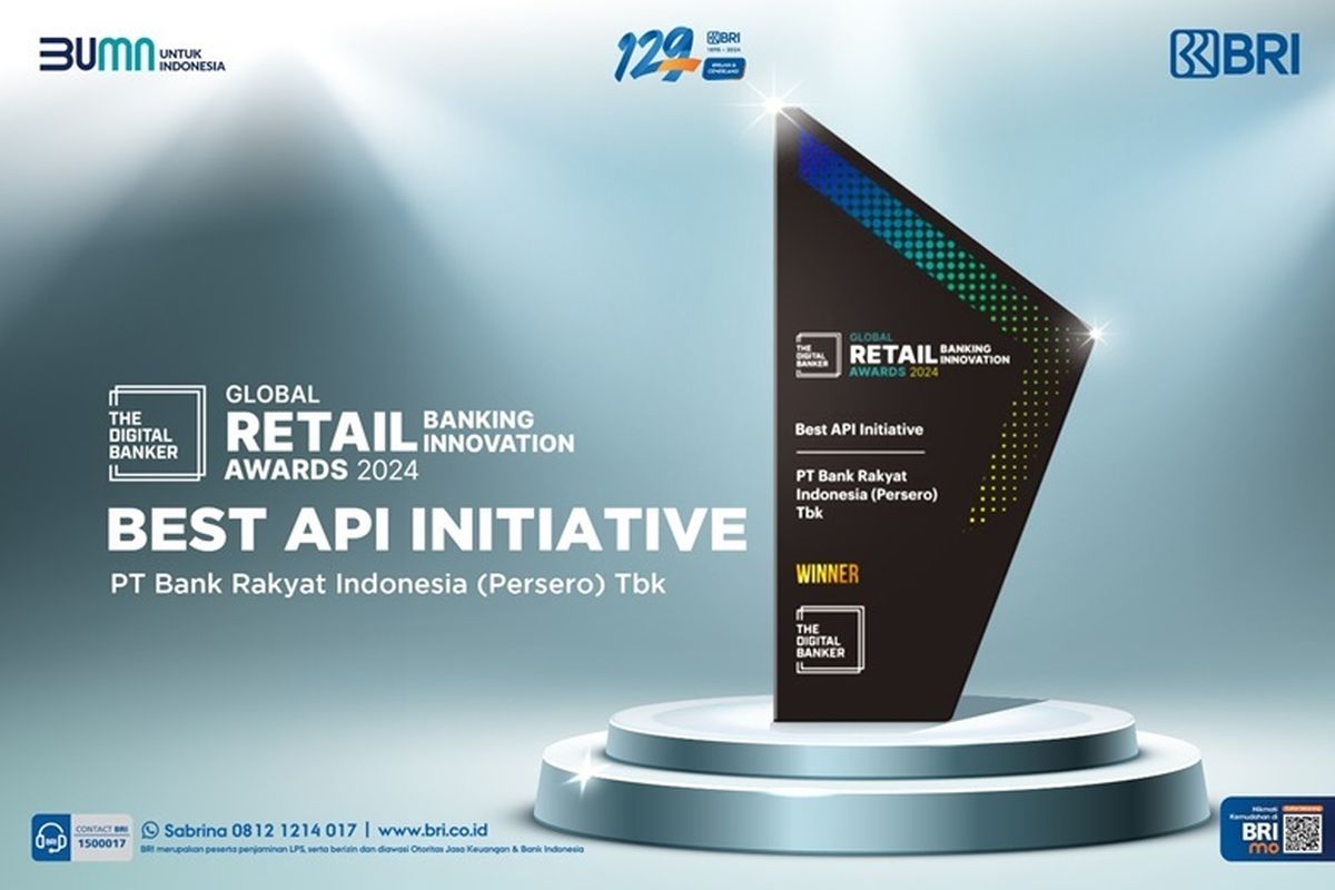 BRI meraih penghargaan Best API Initiative dalam ajang Global Retail Banking Innovation Awards 2024. 