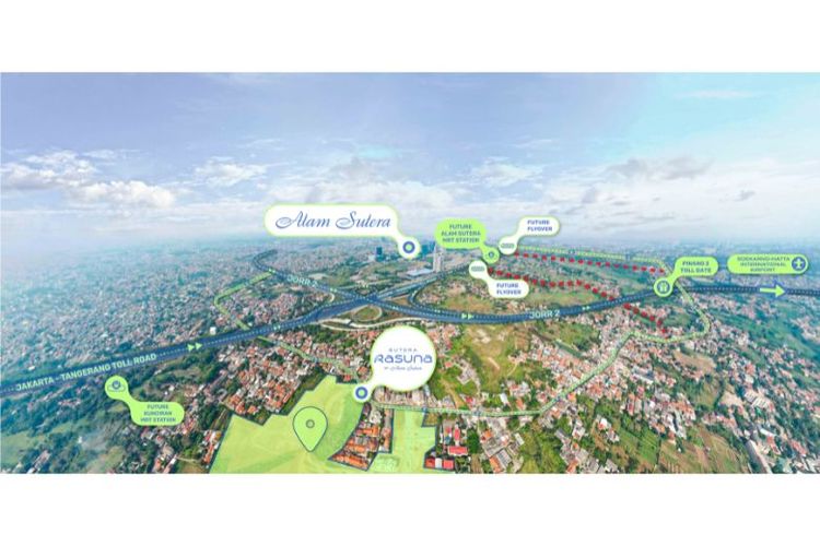 Lokasi strategis VOLA di Sutera Rasuna hanya 2 km dari Tol Pinang. Dekat dengan IKEA, JPO, dan next future stasiun MRT Kunciran.