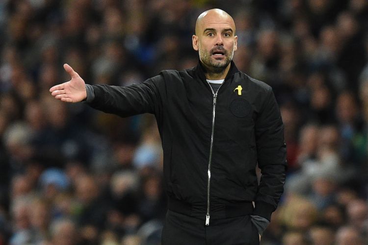 Manajer Manchester City, Pep Guardiola, saat pertandingan antara Manchester City versus West Ham United di Stadion Etihad, tanggal 3 Desember 2017.