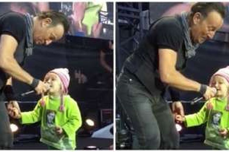 Bruce Springsteen mengajak menyanyi seorang bocah perempuan bernama Hope ketika menggelar konser di Oslo, Norwegia, pada 29 Juni 2016 lalu.
