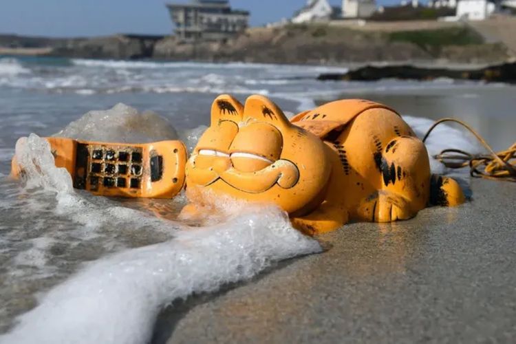 Telepon Garfield yang muncul selama bertahun-tahun di Brittany, Perancis.