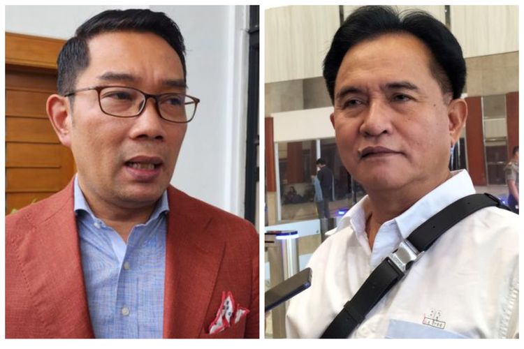 Kolase foto: Mantan Gubernur Jawa Barat Ridwan Kamil dan Mantan Ketua Umum Partai Bulan Bintang (PBB) Yusril Ihza Mahendra