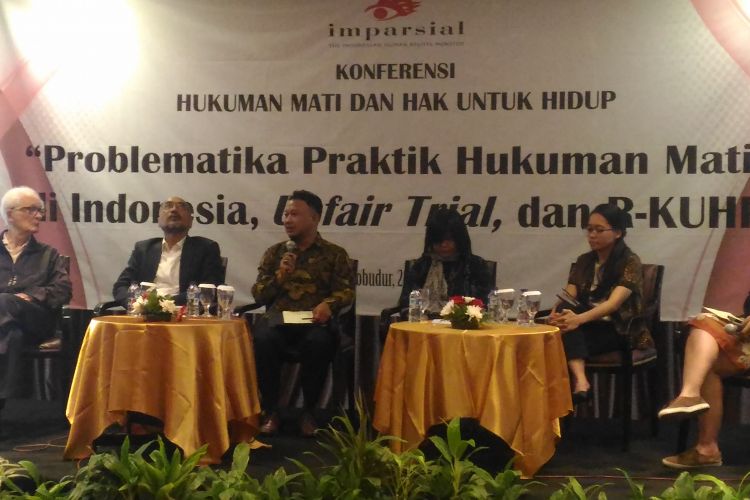 Imparsial menggelar konferensi hukuman mati dan hak untuk hidup. di Hotel Borobudur, Jakarta, Kamis (28/2/2019). 
