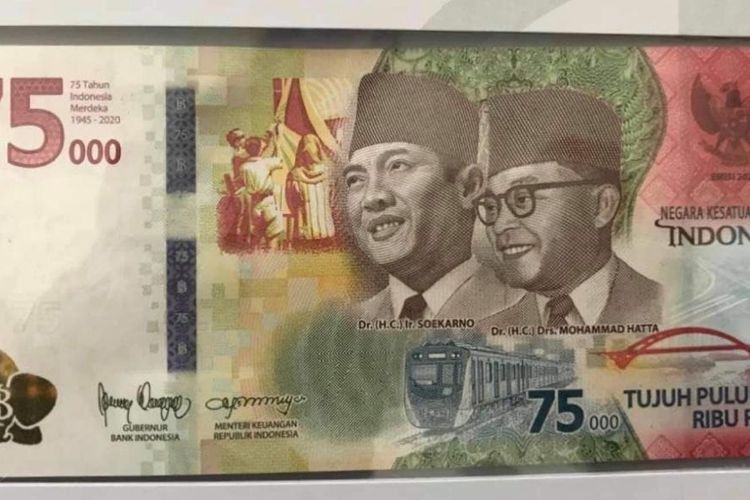 Uang baru edisi kemerdekaan ke-75 RI yang dirilis Bank Indonesia, Senin (18/8/2020)