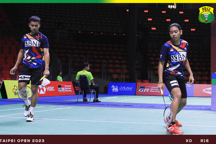 Ganda campuran Indonesia Jafar Hidayatullah/Aisyah Salsabila Putri Pranata saat berjuang dalam ajang Taipei Open 2023 di Tian-Mu Arena, 20-25 Juni 2023.