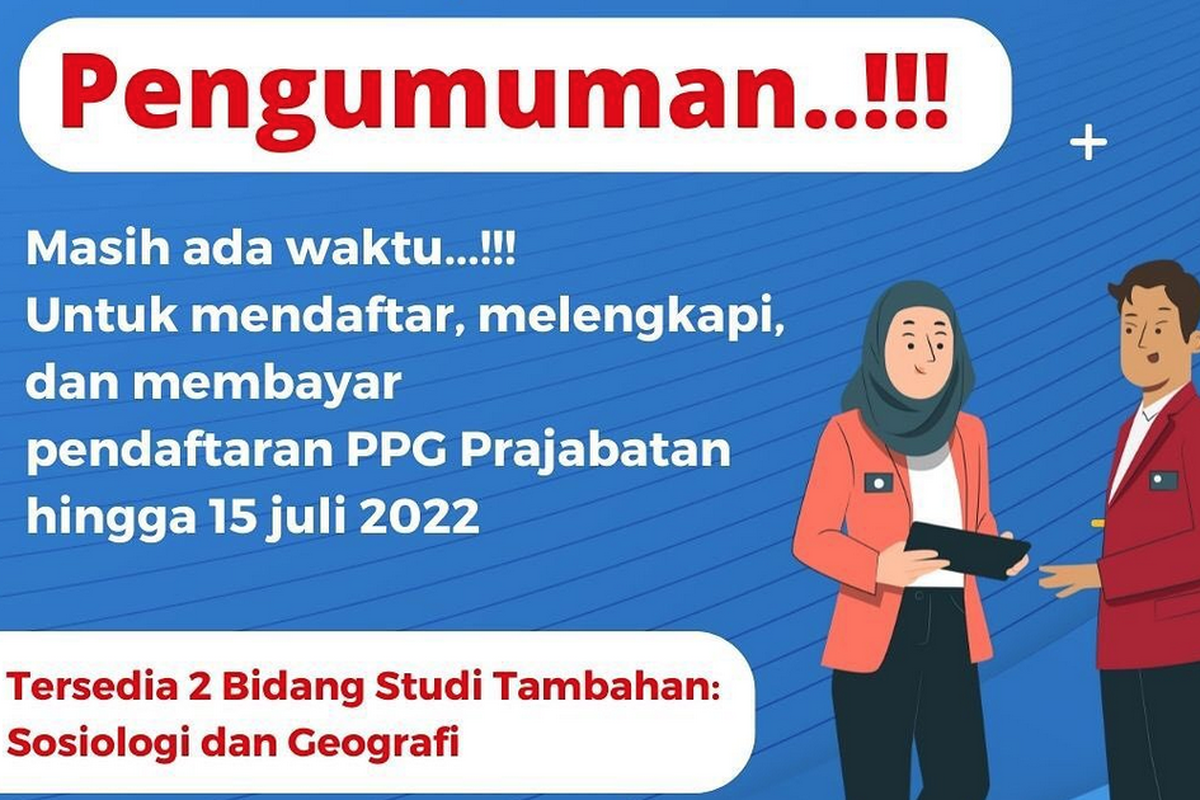 Tangkapan layar pengumuman perpanjangan masa pendaftaran PPG Prajabatan 2022.