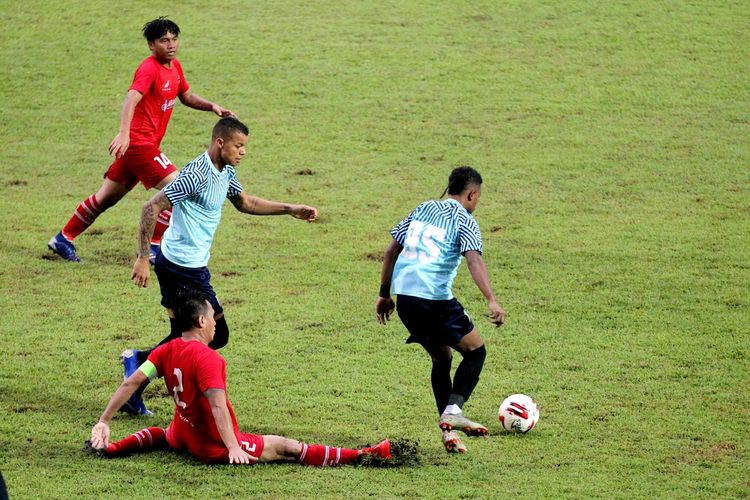 Pertandingan antara Persela Lamongan vs Sabah FA yang berlangsung di Stadion Kanjuruhan, Malang, Sabtu (15/2/2020) sore.