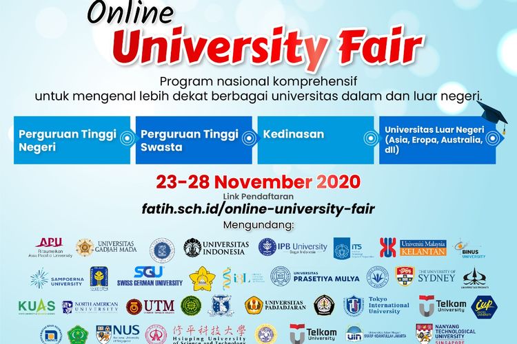 Fatih Bilingual School menggelar Online University Fair 2020 secara daring pada 23-28 November 2020. 