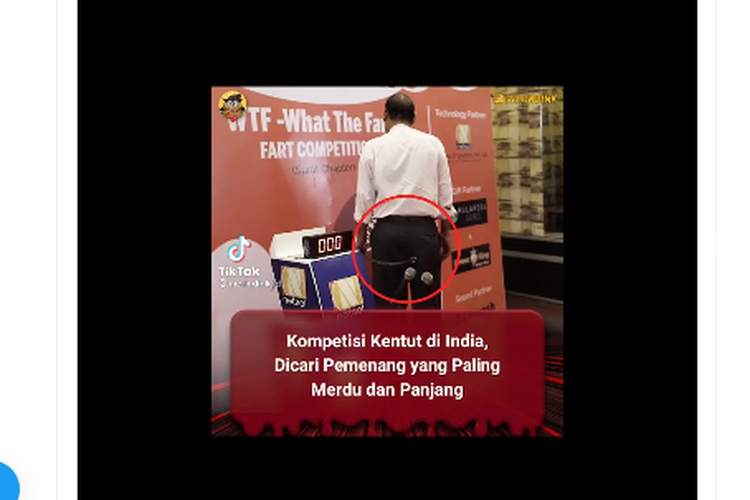 Tangkapan layar unggahan yang memuat kompetisi kentut What The Fart di India