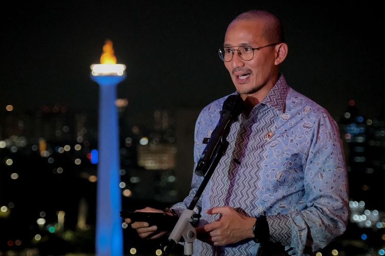 Indonesia's Tourism and Creative Economy Minister Sandiaga Uno speaks during an event. 