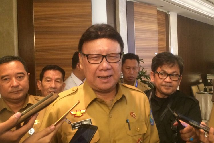 Menteri Dalam Negeri Tjahjo Kumolo saat ditemui di Hotel Grand Hyatt, Jakarta Pusat, Selasa (24/7/2018).