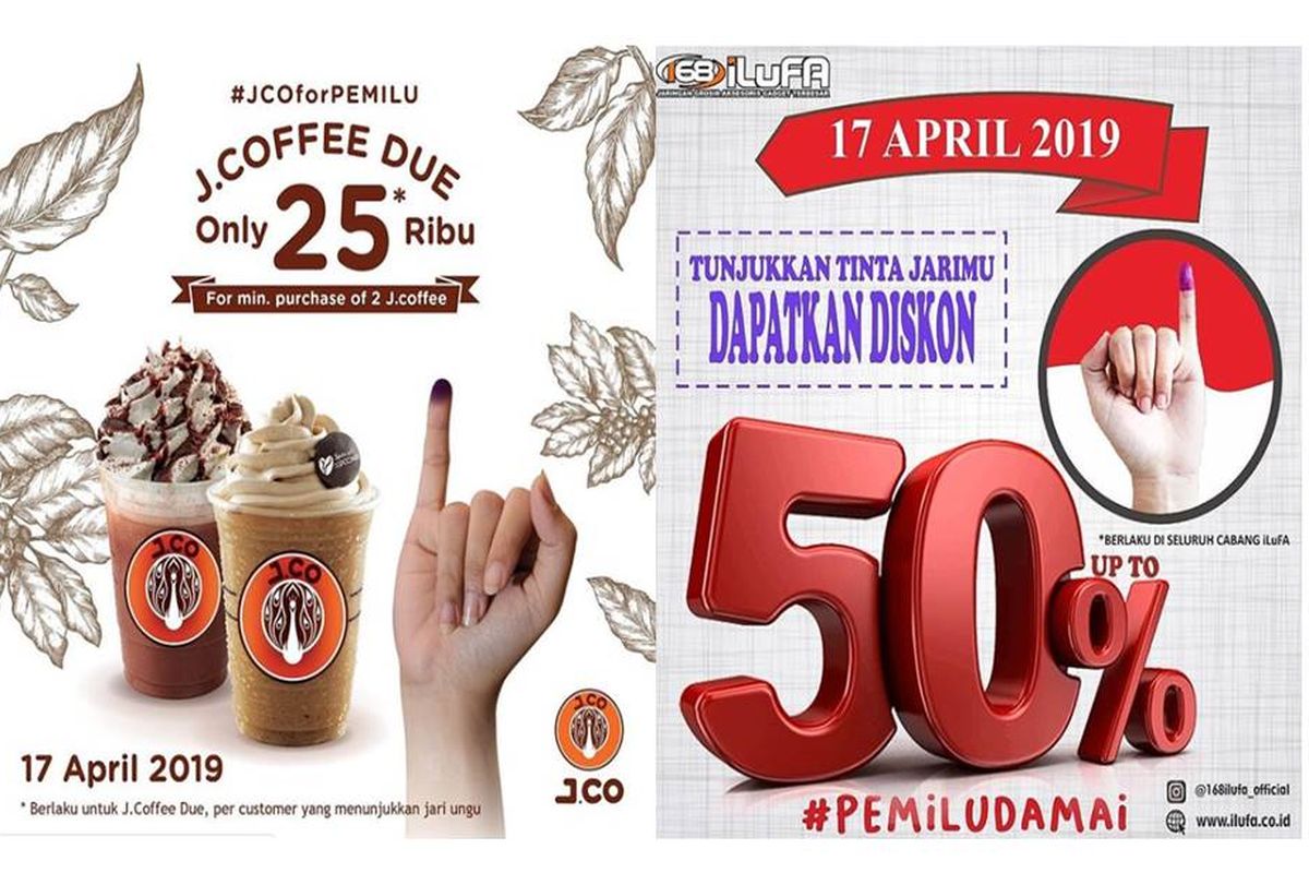 Diskon Pemilu 2019 pada 17 April 2019