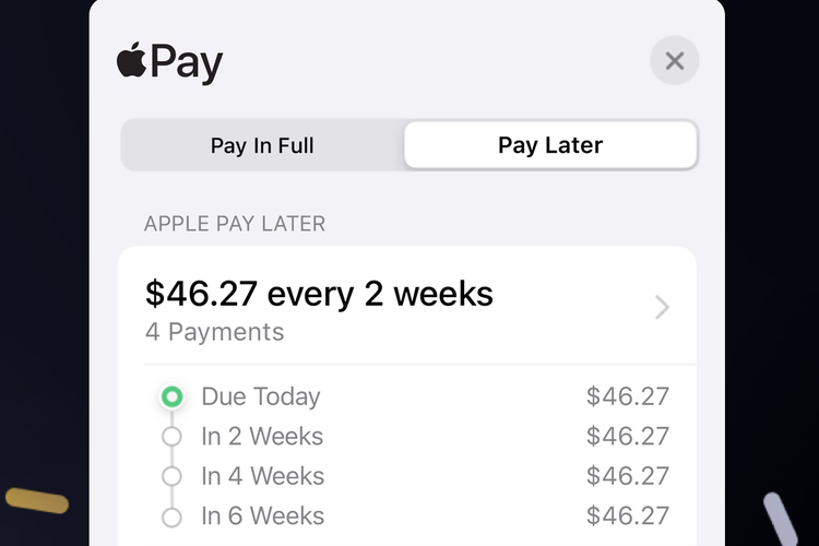 Ilustrasi fitur Apple Pay Later pada iOS 16