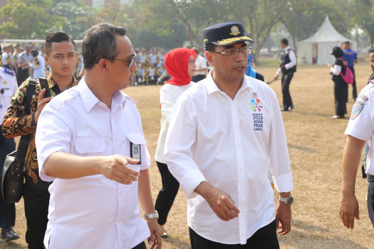 President Direktur Angkasa Pura II, Muhammad Awaluddin, meninjau persiapan bandara untuk menyambut Asian Para Games 2018.