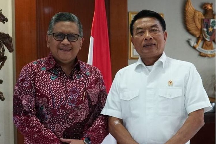 Kepala Staf Presiden Moeldoko mengunggah fotonya bersama dengan Sekretaris Jenderal PDI-P Hasto Kristiyanto pada 13 Juni 2023.
