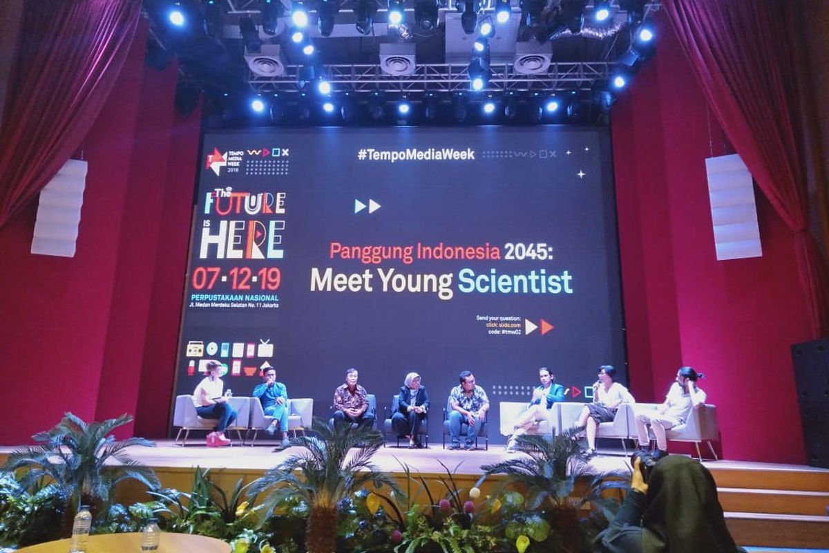 Acara bertajuk Indonesia 2045: Meet Young Scienctists di Perpustakaan Nasional, Sabtu (7/12/2019).