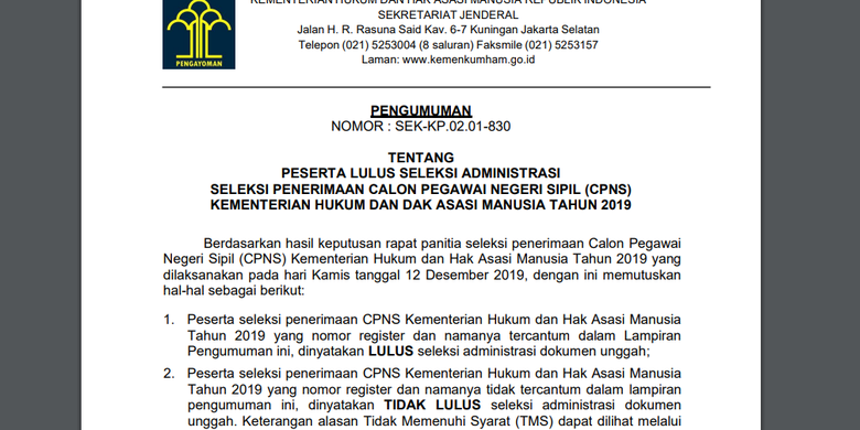 Lolos Seleksi Administrasi Pelamar Cpns Kemenkumham Yang Lulusan Slta Wajib Verifikasi Halaman All Kompas Com