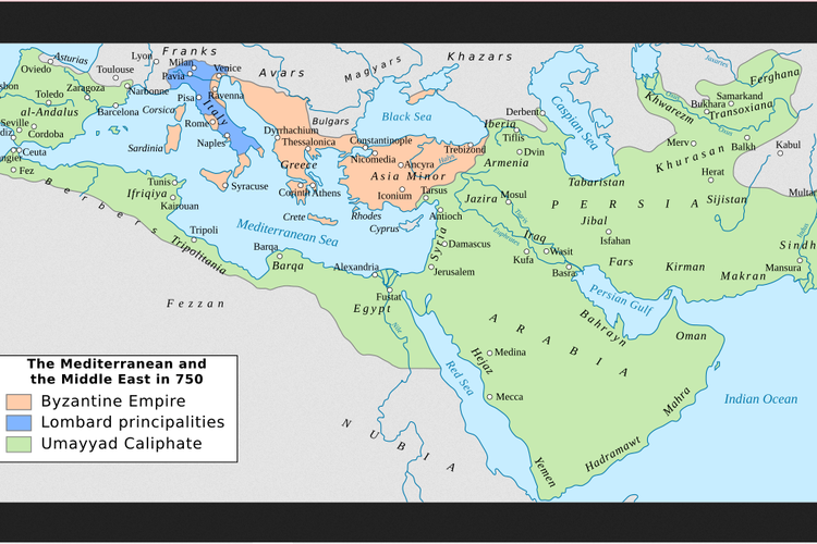 Wilayah kekuasaan pada masa kejayaan Bani Umayyah.