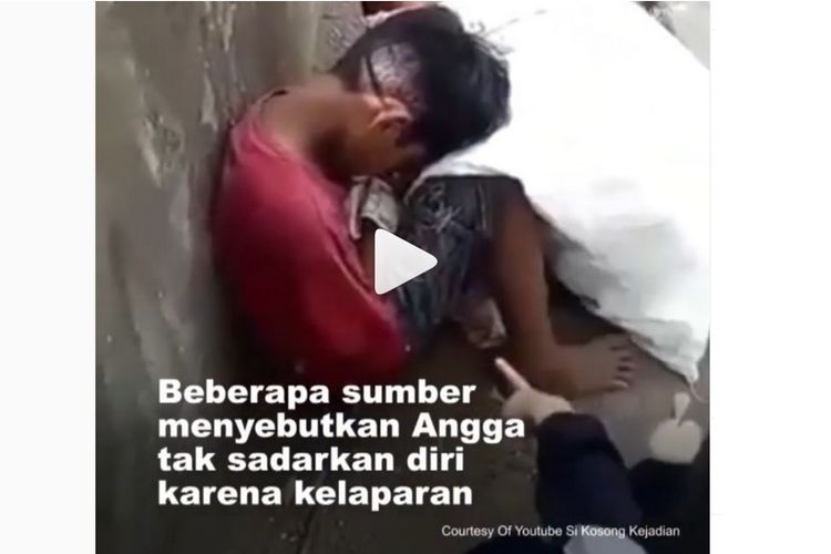 Putra Anggara ketika tengah tertidur setelah memulung. Videonya viral lantara mengira Angga meninggal.