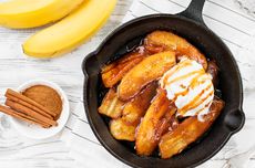 Resep Pisang Panggang Teflon, Tambah Es Krim Vanilla dan Saus Karamel