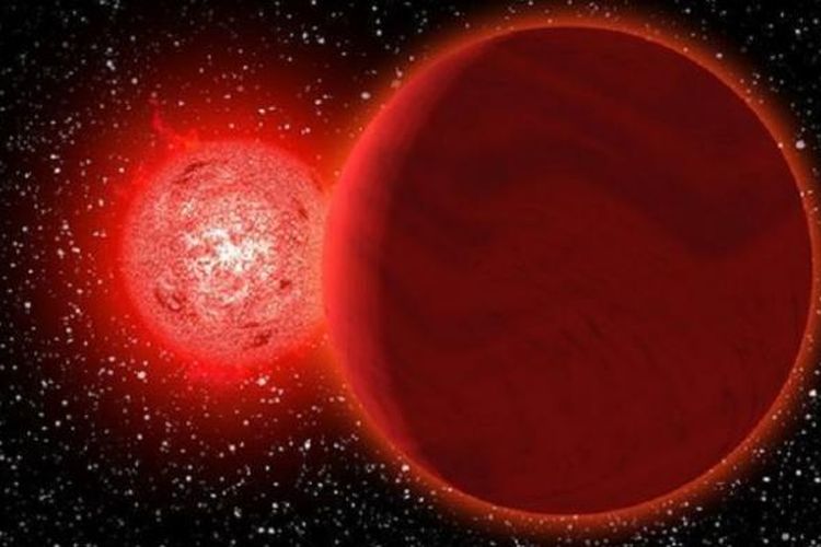 Ilustrasi bintang Scholz. Bintang tersebut kini berjarak 20 tahun cahaya dari Matahari. Namun, 70.000 tahun lalu, bintang tersebut pernah menyenggol tata surya kita.