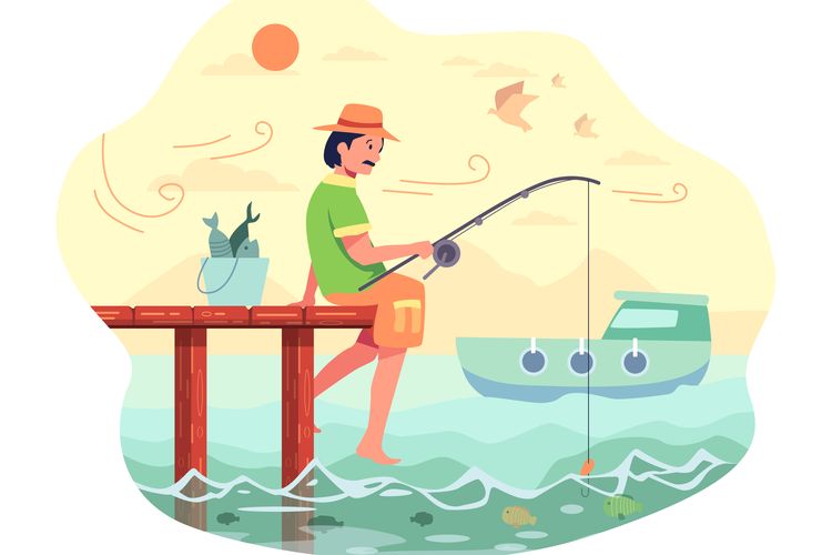 Ilustrasi seorang nelayan