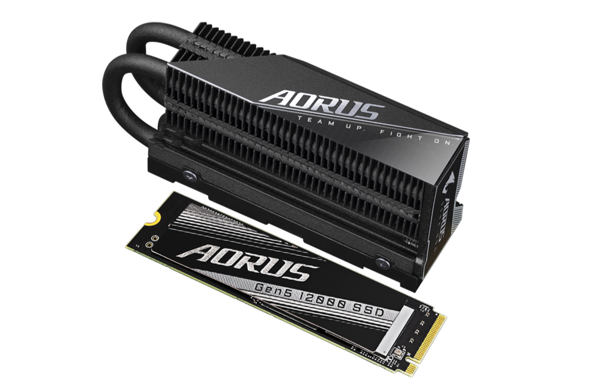 Gigabyte Aorus Gen5 12000 SSD dengan heatsink