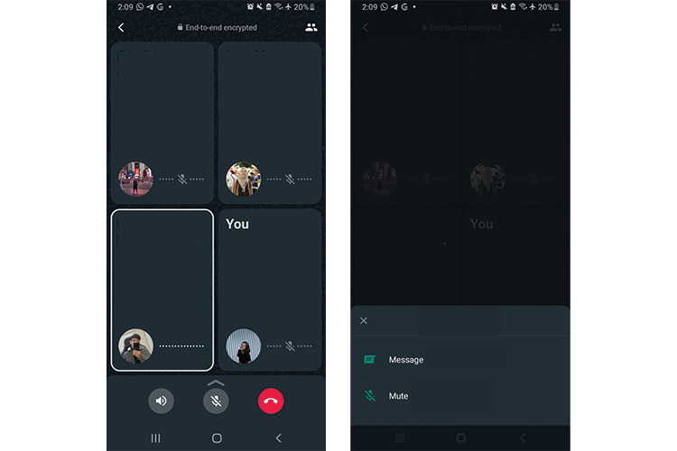 Cara mute di group call Whatsapp (KOMPAS.com/CAROLINE SASKIA TANOTO)